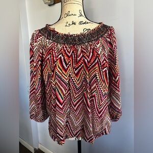Adiktd blouse arsty retro bohemian 70s lightweight 100% rayon hi low hem